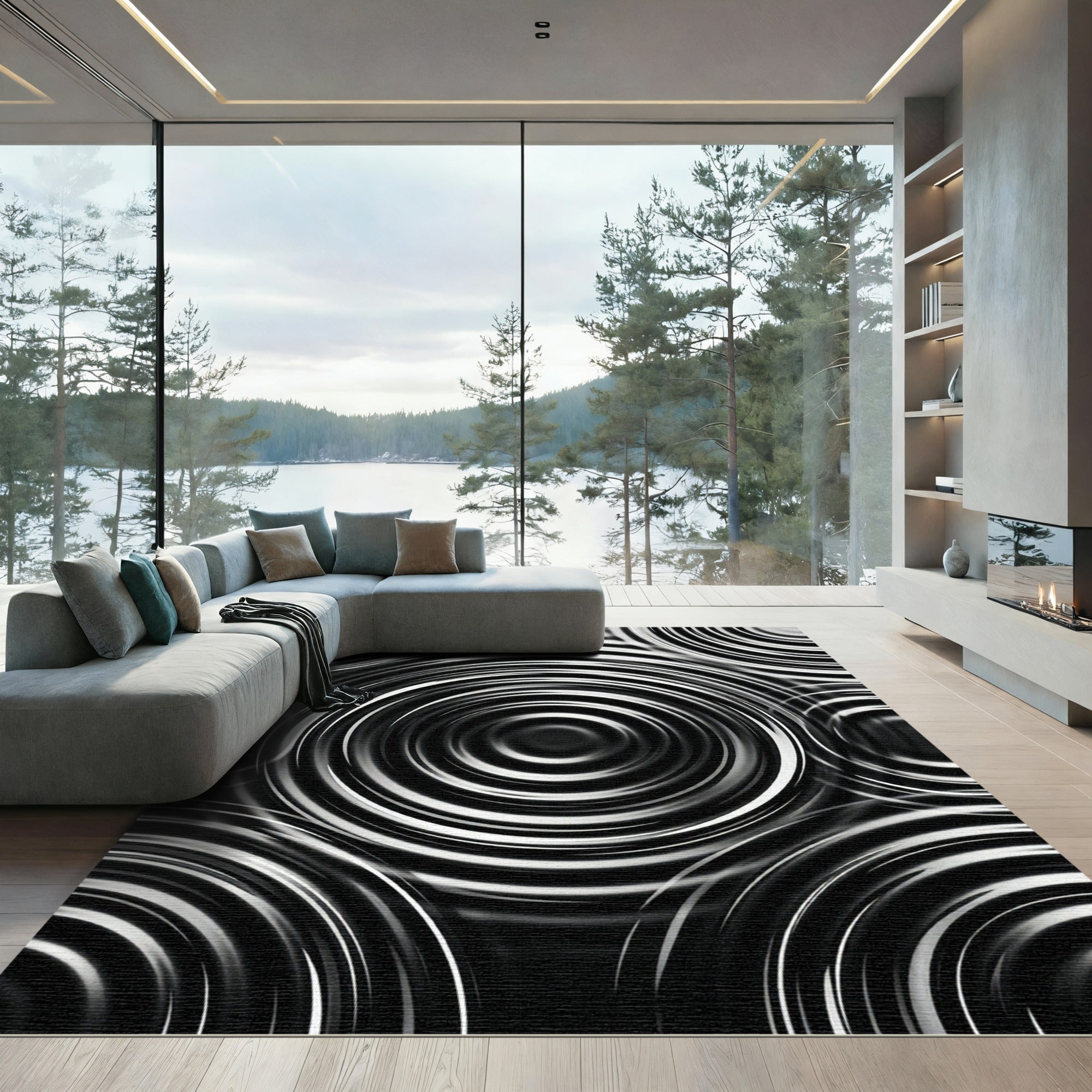 Monochromatic Concentric Circles Rug