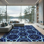 Navy Blue Celestial Geometric Star Rug