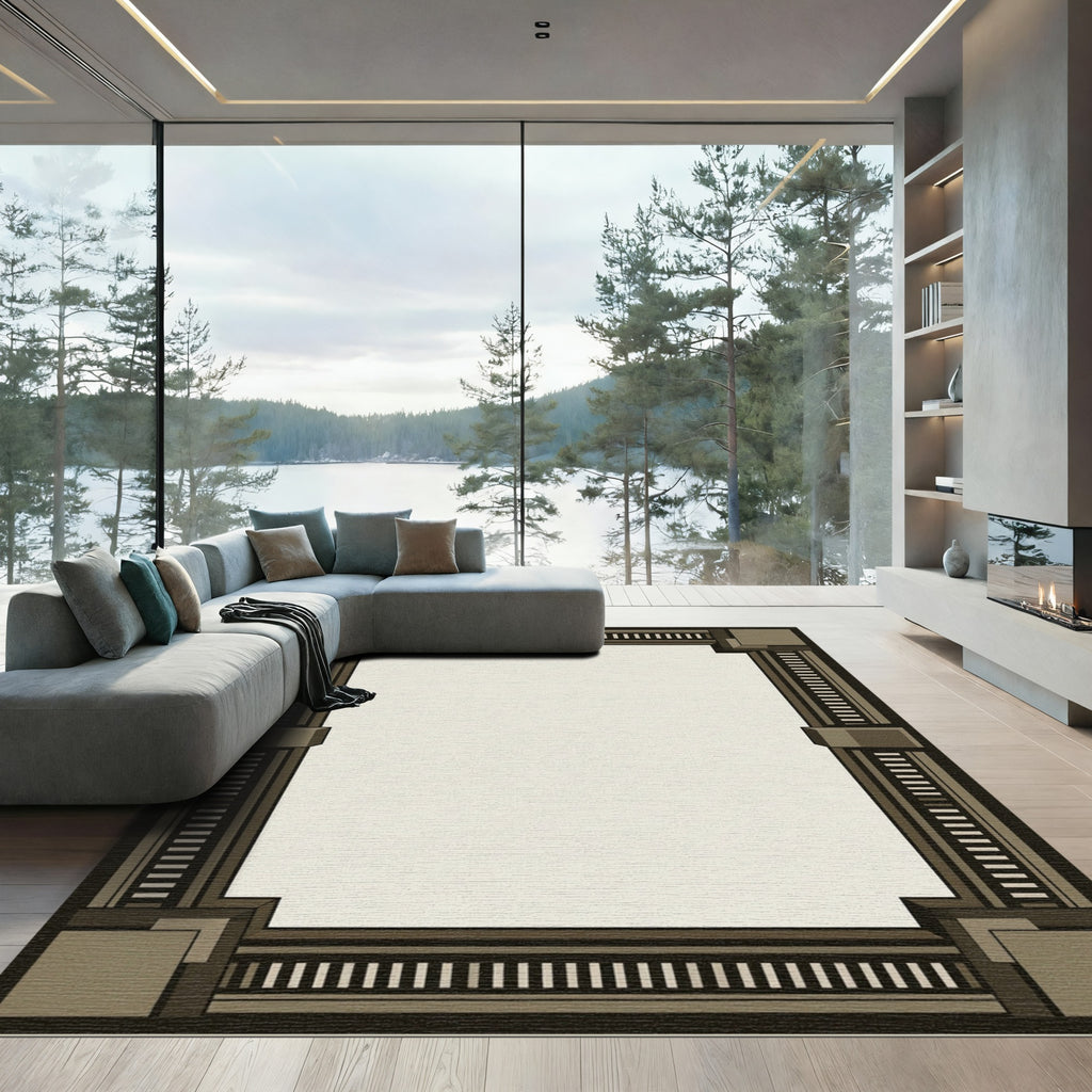 Geometric Block Deco Border Rug