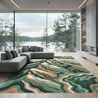 Earthy Sage Topographic Mountain Landscape Rug