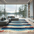 Coastal Coral Reef Beach Waves Rug