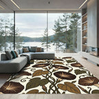 Brown Morning Glory Vine Floral Rug