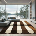 Contemporary Chocolate and Cream Vertical Stripe Rug