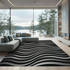 Monochromatic Gray Wavy Stripes Rug