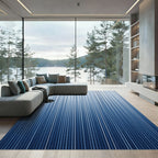 Minimalist Indigo Vertical Line Gradient Rug