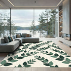 Earthy Green Leafy Branches Rug