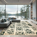 Vintage Botanical Postage Stamp Floral Field Rug