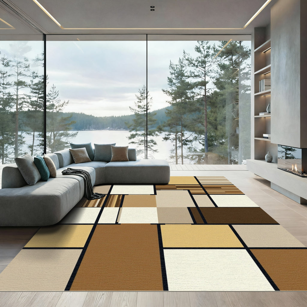 Earthy Tones Geometric Composition Rug