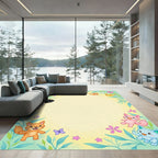 Whimsical Kitty Garden Butterflies Rug