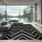 Monochromatic Geometric Zigzag Chevron Rug