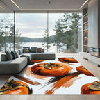 Vibrant Orange Persimmon Fruit Orchard Rug