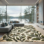 Vintage Botanical Olive Sage Floral Vine Rug