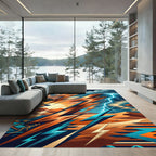 Electric Sunset Lightning Geometric Desert Abstract Rug