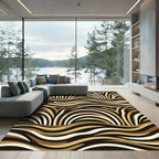 Abstract Brown Zebra Wave Art Rug