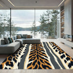 Bold Orange Tiger Stripe Animal Texture Rug