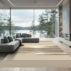 Minimalist Beige Striped Landscape Horizon Rug