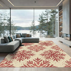Crimson Stippled Snowflake Winter Area Rug