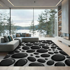 Black Pebble Scatter Composition Rug