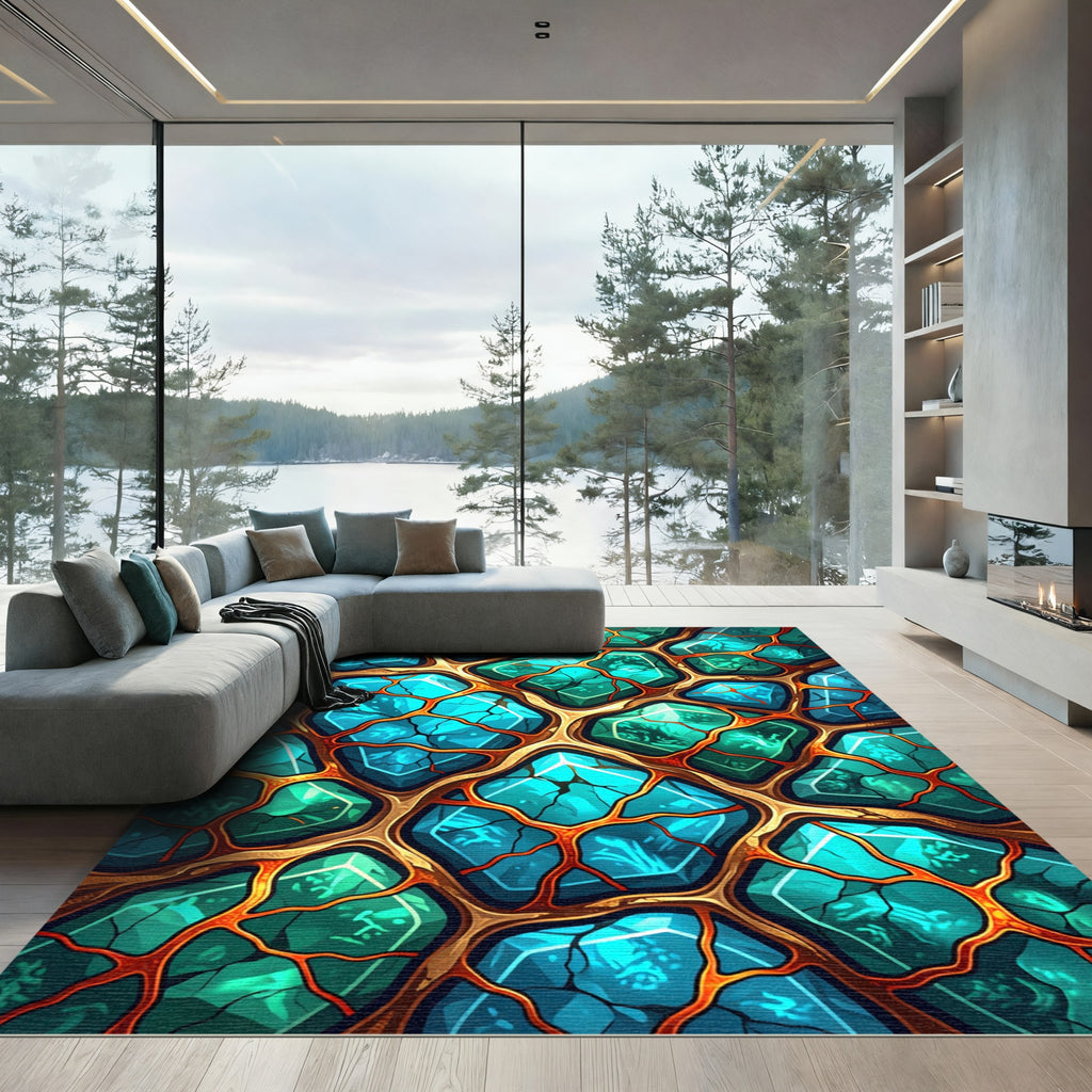 Jewel Shard Organic Cell Composition Rug