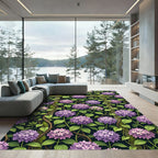 Purple Hydrangea Garden Trellis Botanical Rug