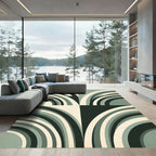 Modern Sage Green Arc Geometric Rug