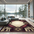 Neoclassical Gold Ruby Diamond Frame Rug