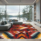 Bold Terracotta Arrow Geometric Area Rug