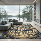 Enchanted Forest Deer Herd Illustration Rug