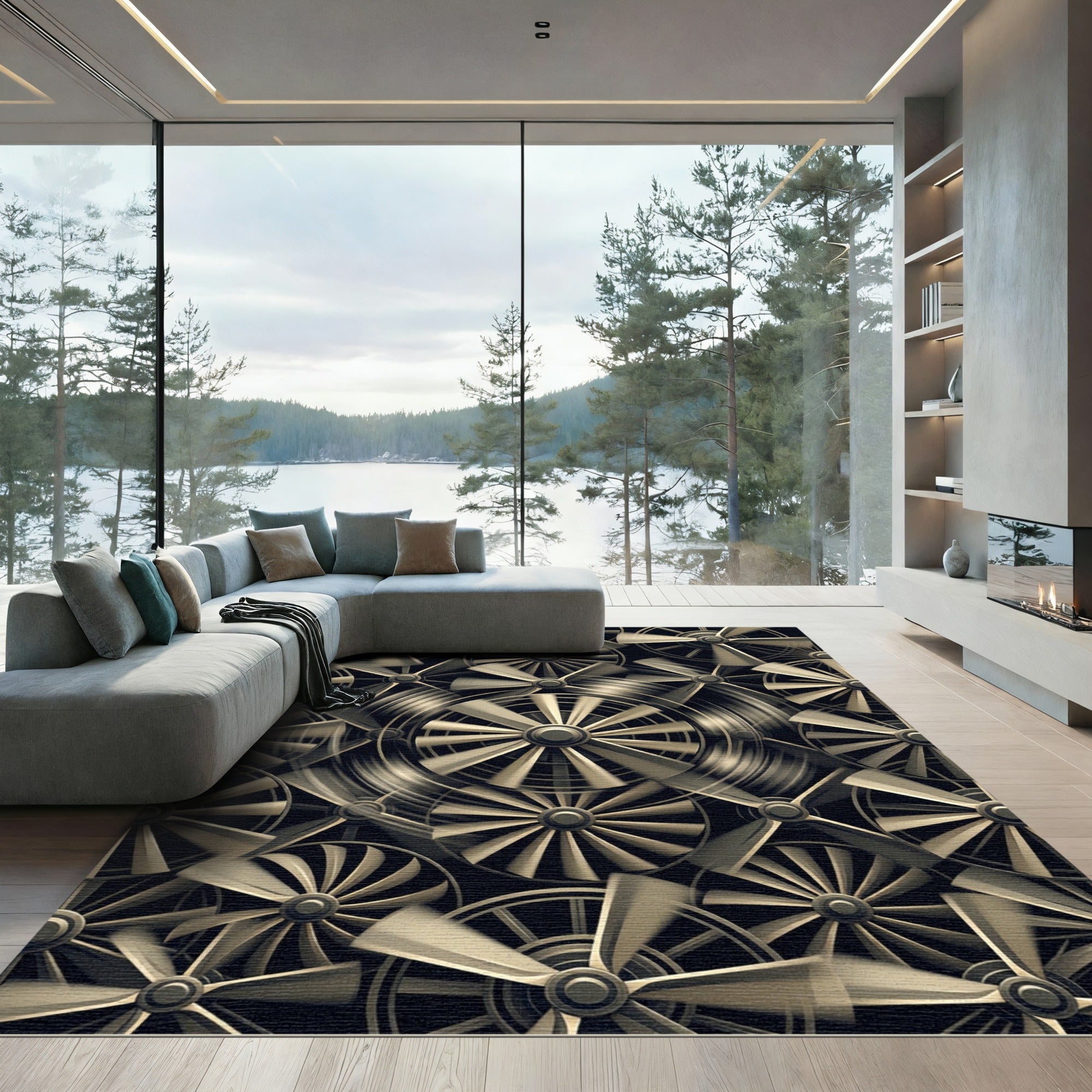 Moving Fan Blade Composition Rug