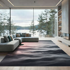 Misty Mountain Landscape with Soft Sunrise Hues Rug