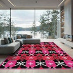Pink Red Black Geometric Star Rug