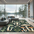 Botanical Sage Mushroom Forest Ivy Floor Art Rug
