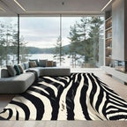 Bold Black Cream Animal Stripes Rug