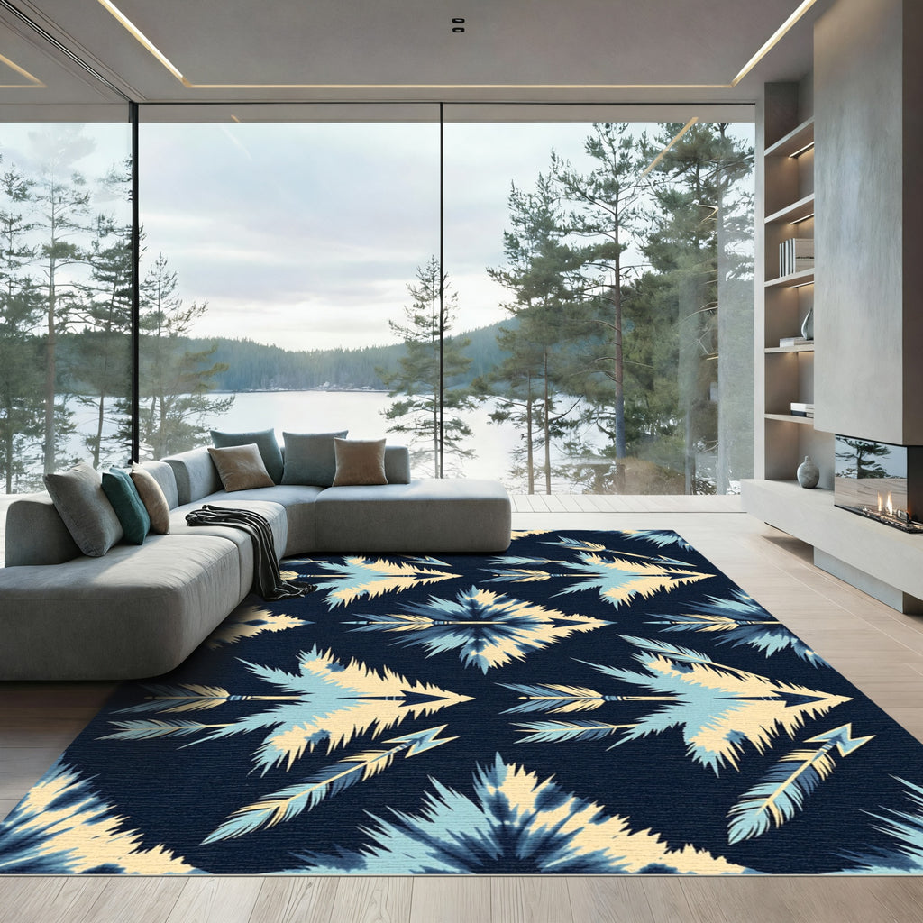 Indigo Tie Dye Boho Arrow Medallion Rug