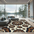 Earthy Tiger Face Floral Medallion Rug