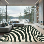 Dark Green Cream Zebra Stripes Rug