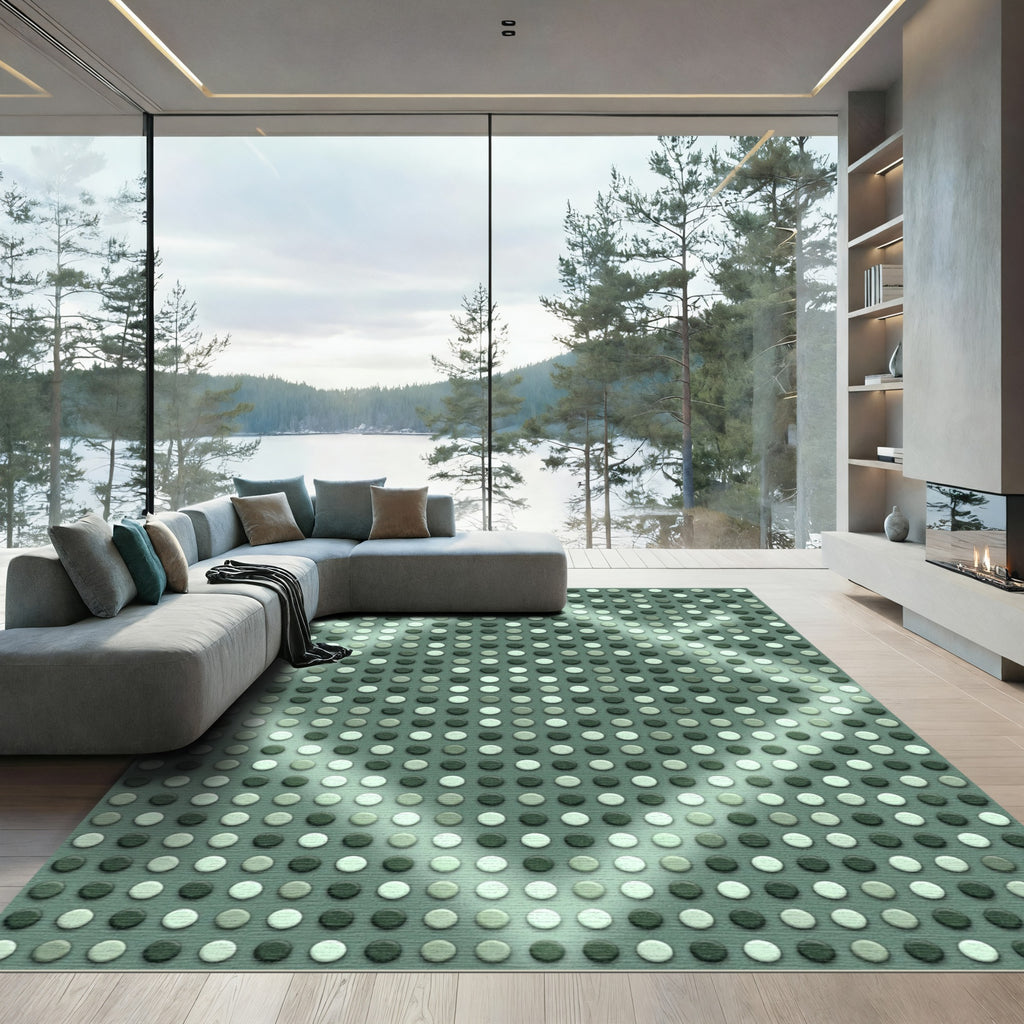 Sage Green Geometric Diamond Dot Rug