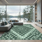 Sage Green Geometric Diamond Dot Rug