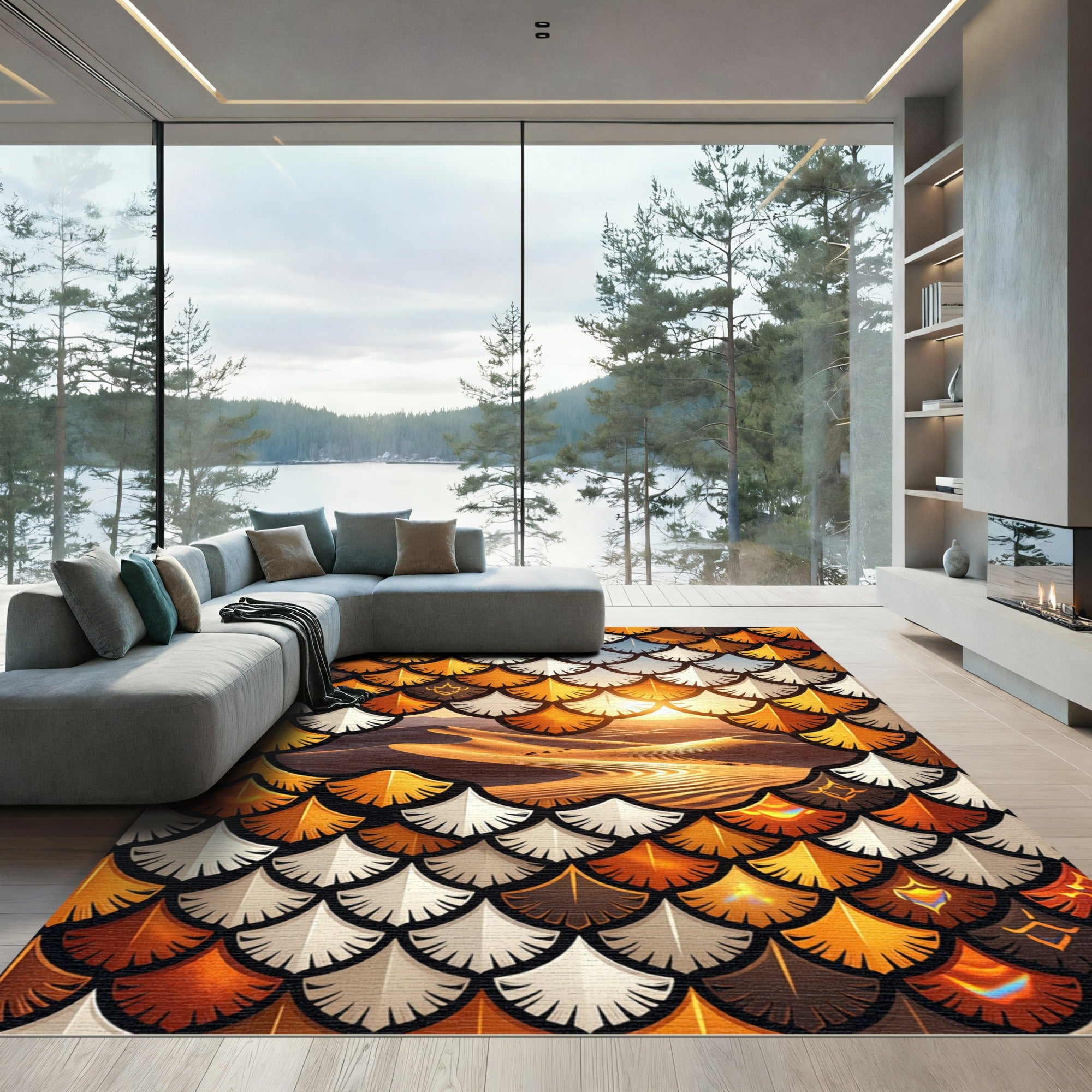 Golden Desert Sun Scale Rug
