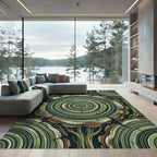 Abstract Green Tree Ring Concentric Rug