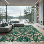 Emerald Green Damask Scroll Rug