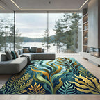 Lush Green and Golden Oceanic Kelp Rug