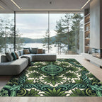 Verdant Emerald Scrollwork Medallion Rug