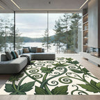 Elegant Verdant Vine Swirl Rug