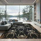 Gothic Black and Gold Spider Art Rug