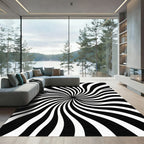 Monochrome Black and White Swirl Rug