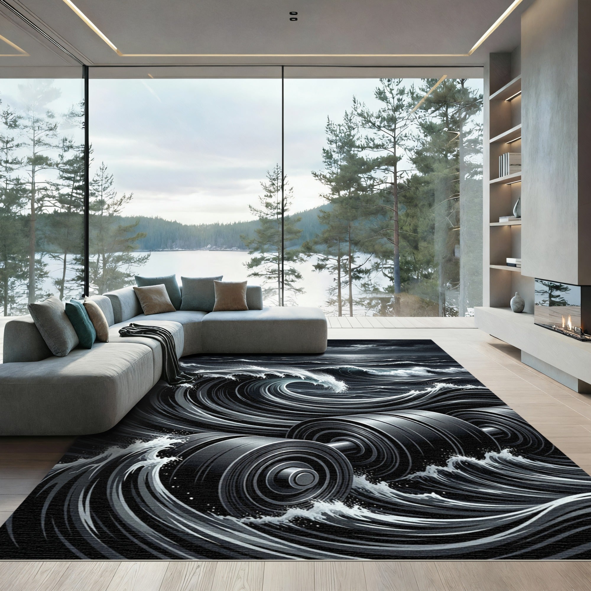 Monochromatic Crashing Wave Dumbbell Rug