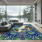 Blue Chrysanthemum Pagoda Orient Window Rug