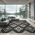 Tribal Face Diamond Geometric Rug