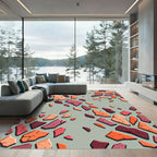 Earthy Abstract Geometric Terrazzo Fragment Rug